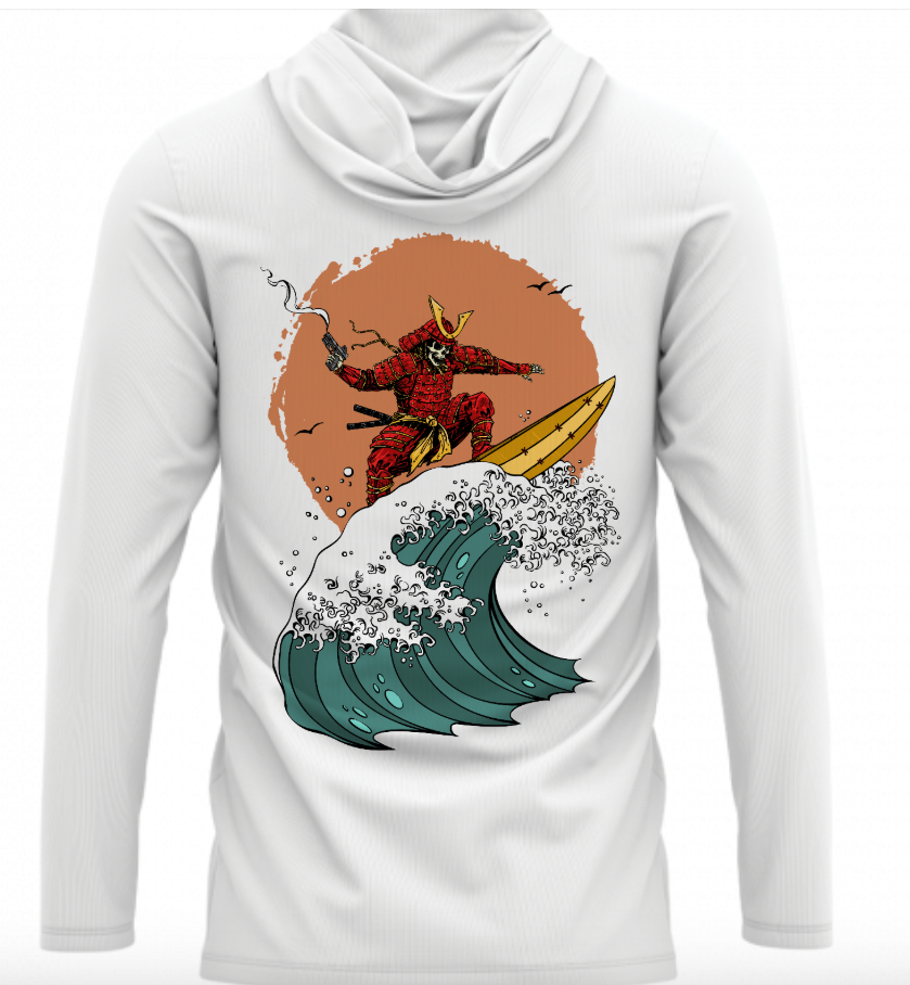 "The Great Wave" Performance UPF Shirt w Hood and Pocket for AIWB